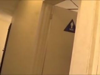 Ebony strumpet Adriana Malao oversexed 3some In Mens Toilet Room
